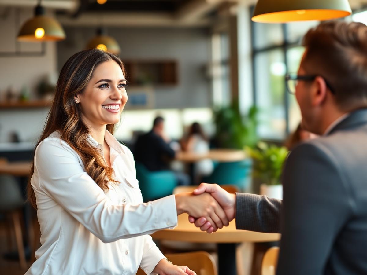 Bay Area business owner shaking hands with her accountant